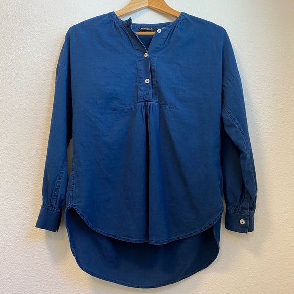 Massimo Dutti Navy Popover Blouse - Picture 1 of 12
